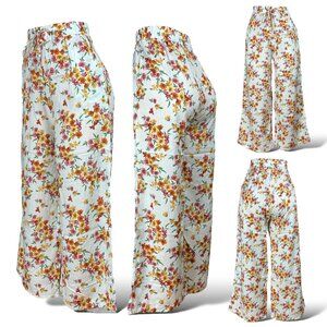 Loose Summer Trousers - Elasticated Pants w Pockets for Women - White